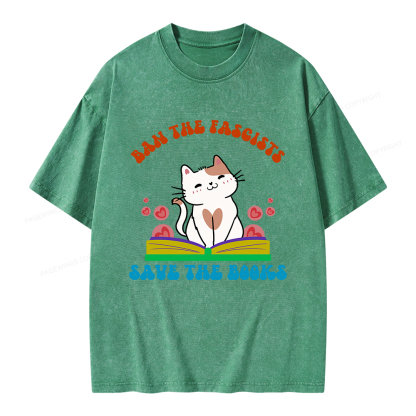 Pagewings Ban The Fascists Save The Books Unisex Washed T-shirt
