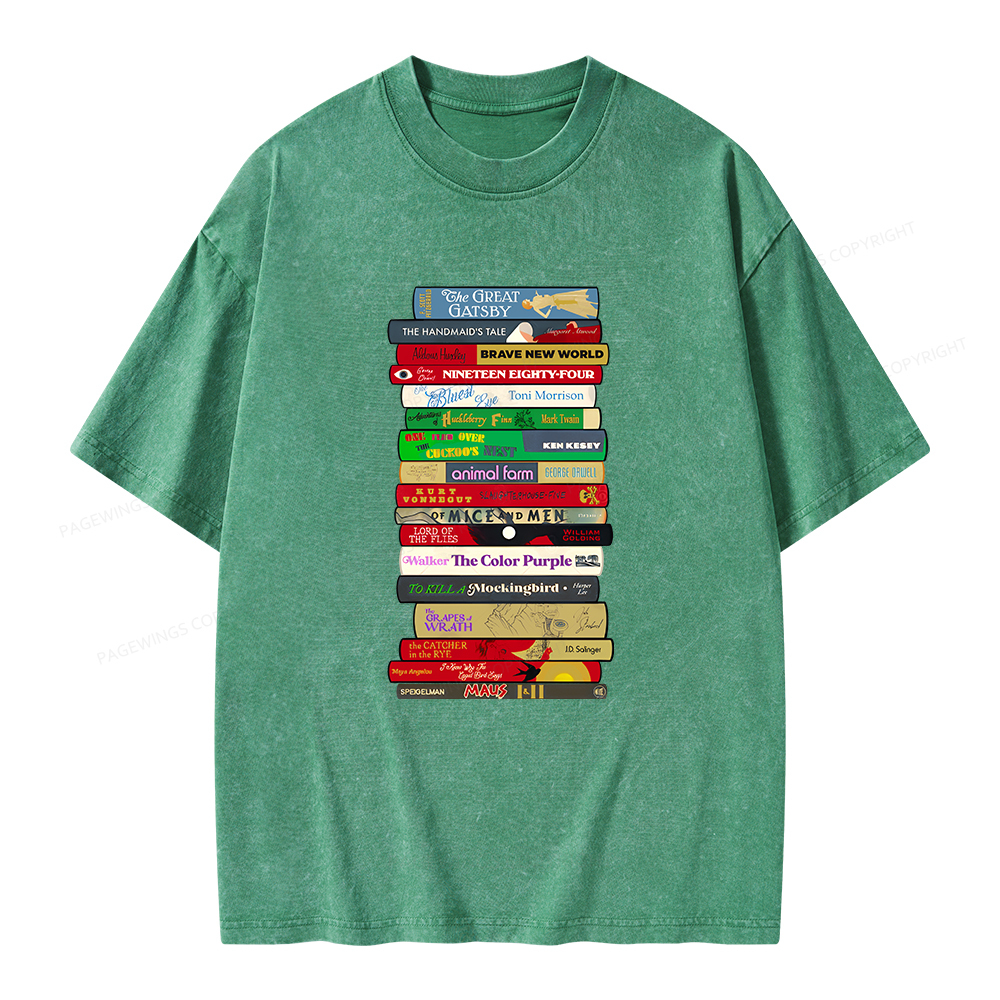 Pagewings Classic Banned Books Unisex Washed T-shirt