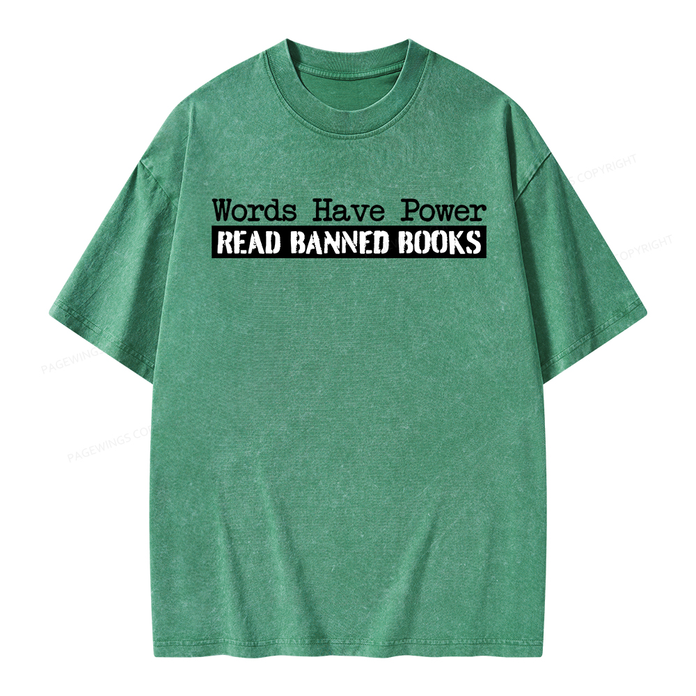 Pagewings Words Have Power Read Banned Books Unisex Washed T-shirt