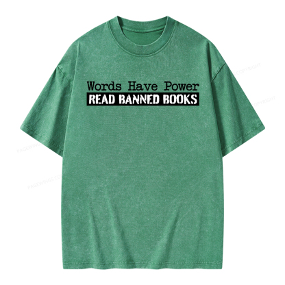 Pagewings Words Have Power Read Banned Books Unisex Washed T-shirt