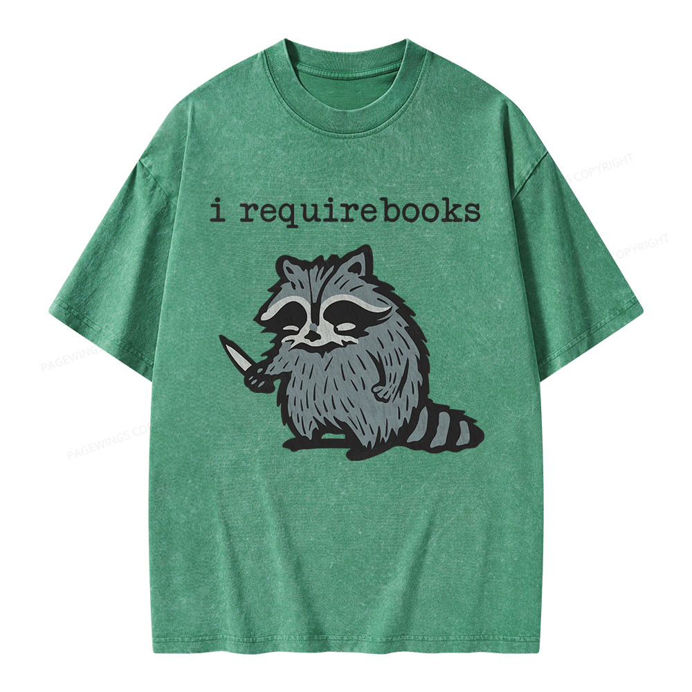 Pagewings I Require Books Unisex Washed T-shirt