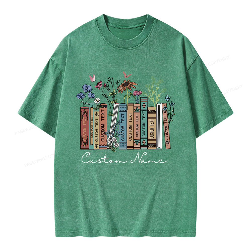 Pagewings Personalized Name Text Unisex Washed T-shirt