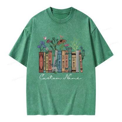 Pagewings Personalized Name Text Unisex Washed T-shirt