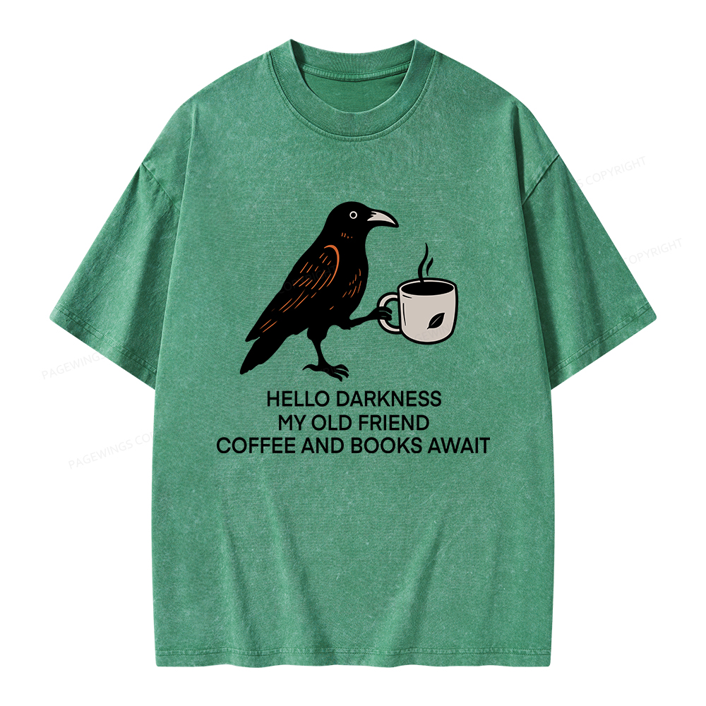Pagewings Coffee And Books Await Unisex Washed T-shirt