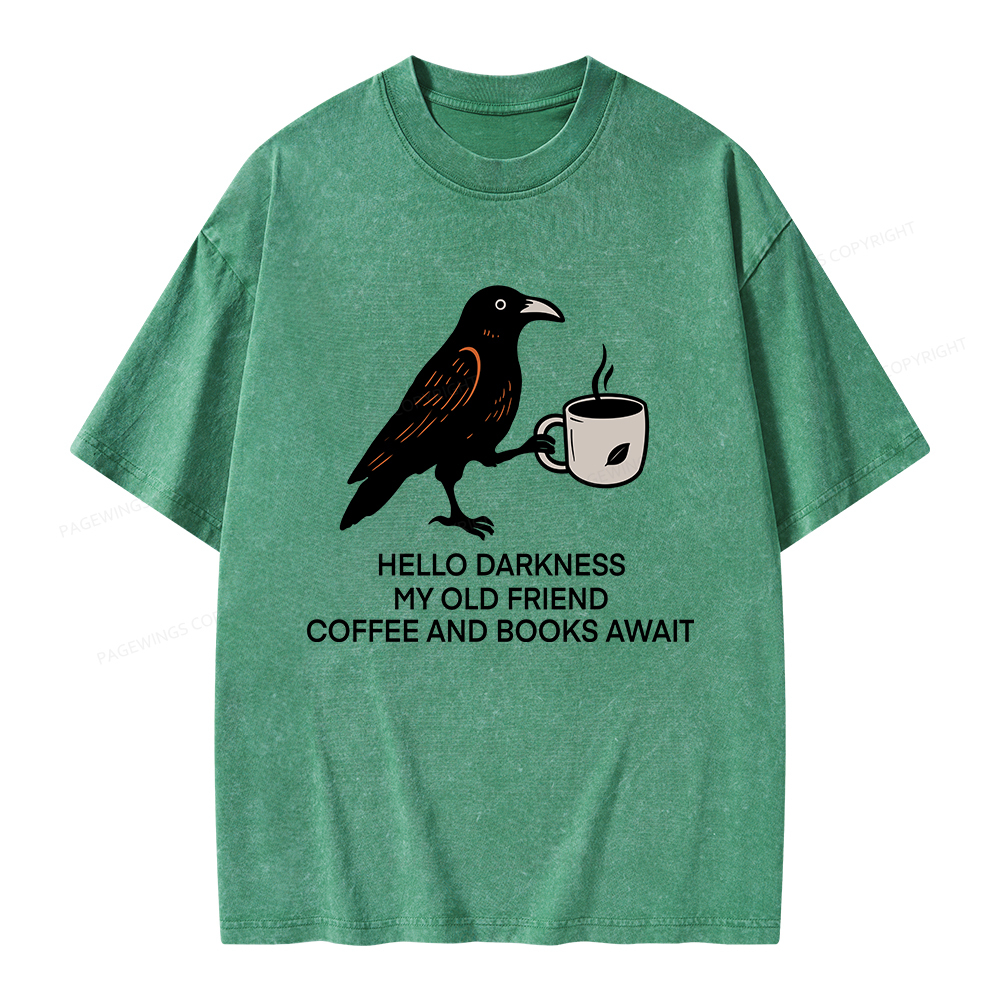 Pagewings Coffee And Books Await Unisex Washed T-shirt