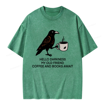Pagewings Coffee And Books Await Unisex Washed T-shirt