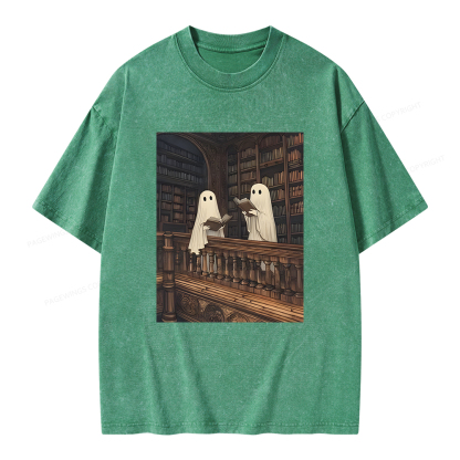 Pagewings Ghost Reading Unisex Washed T-shirt