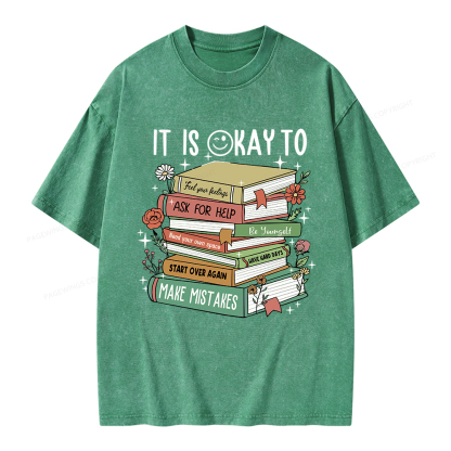 Pagewings It Is Okay To Feel Your Feelings Unisex Washed T-shirt