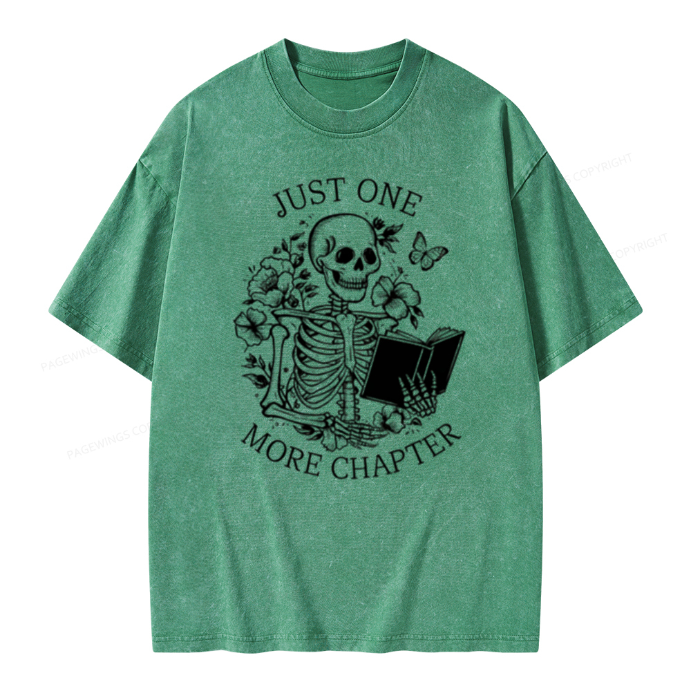 Pagewing One More Chapter Skeleton Unisex Tee Unisex Washed T-shirt