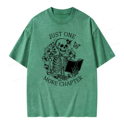 Pagewing One More Chapter Skeleton Unisex Tee Unisex Washed T-shirt