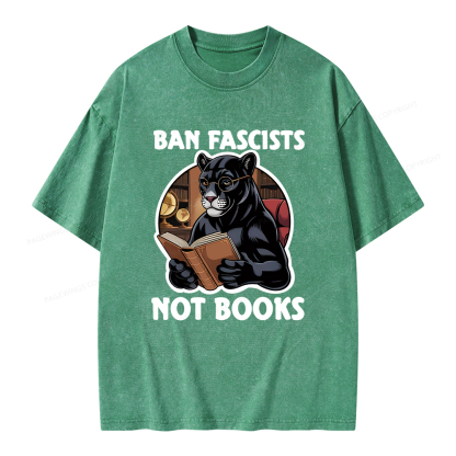 Pagewings Ban Fascists Not Books Unisex Washed T-shirt