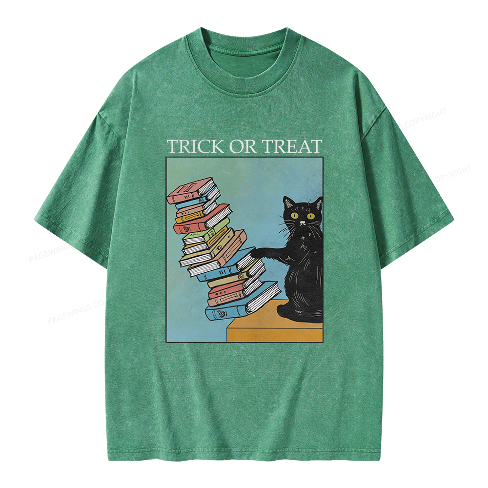 Pagewings Trick or Treat Unisex Washed T-shirt