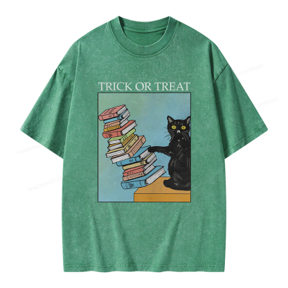 Pagewings Trick or Treat Unisex Washed T-shirt