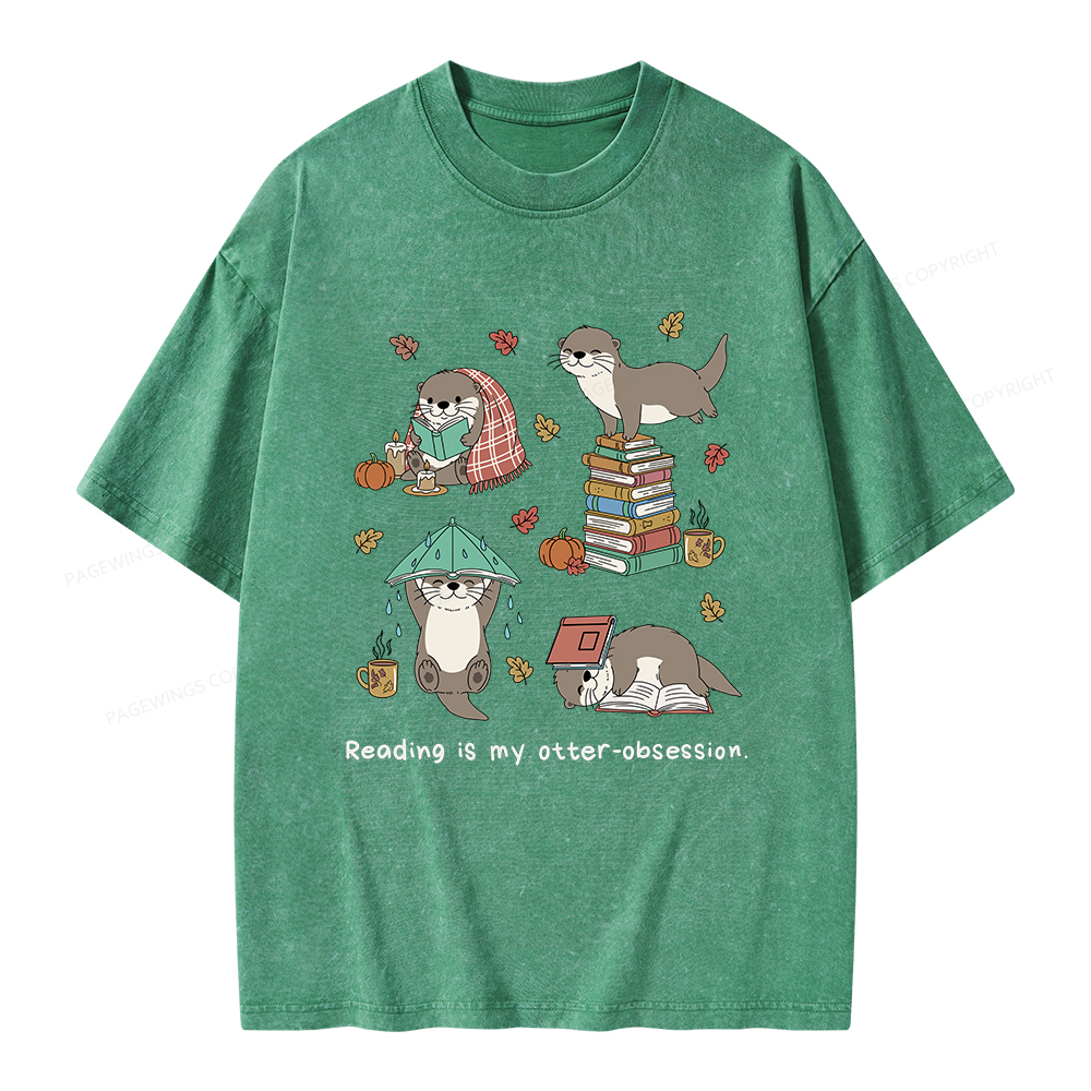Pagewings Reading Is My Otter-Obsession Unisex Washed T-shirt