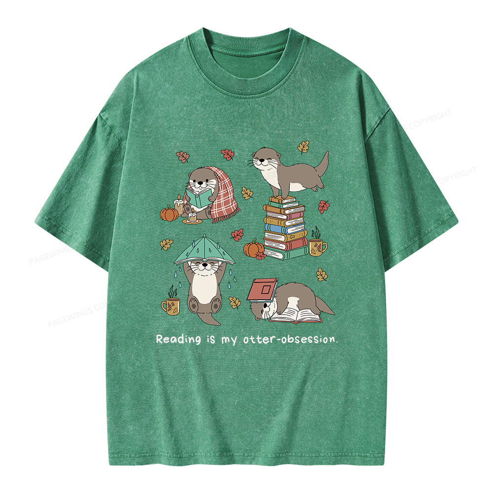 Pagewings Reading Is My Otter-Obsession Unisex Washed T-shirt