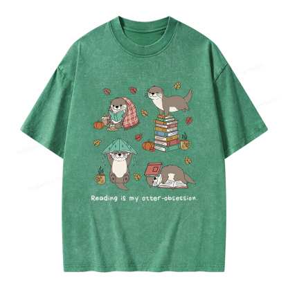Pagewings Reading Is My Otter-Obsession Unisex Washed T-shirt