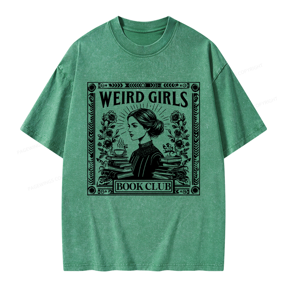 Pagewings Weird Girls Book Club Unisex Washed T-shirt