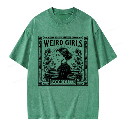 Pagewings Weird Girls Book Club Unisex Washed T-shirt