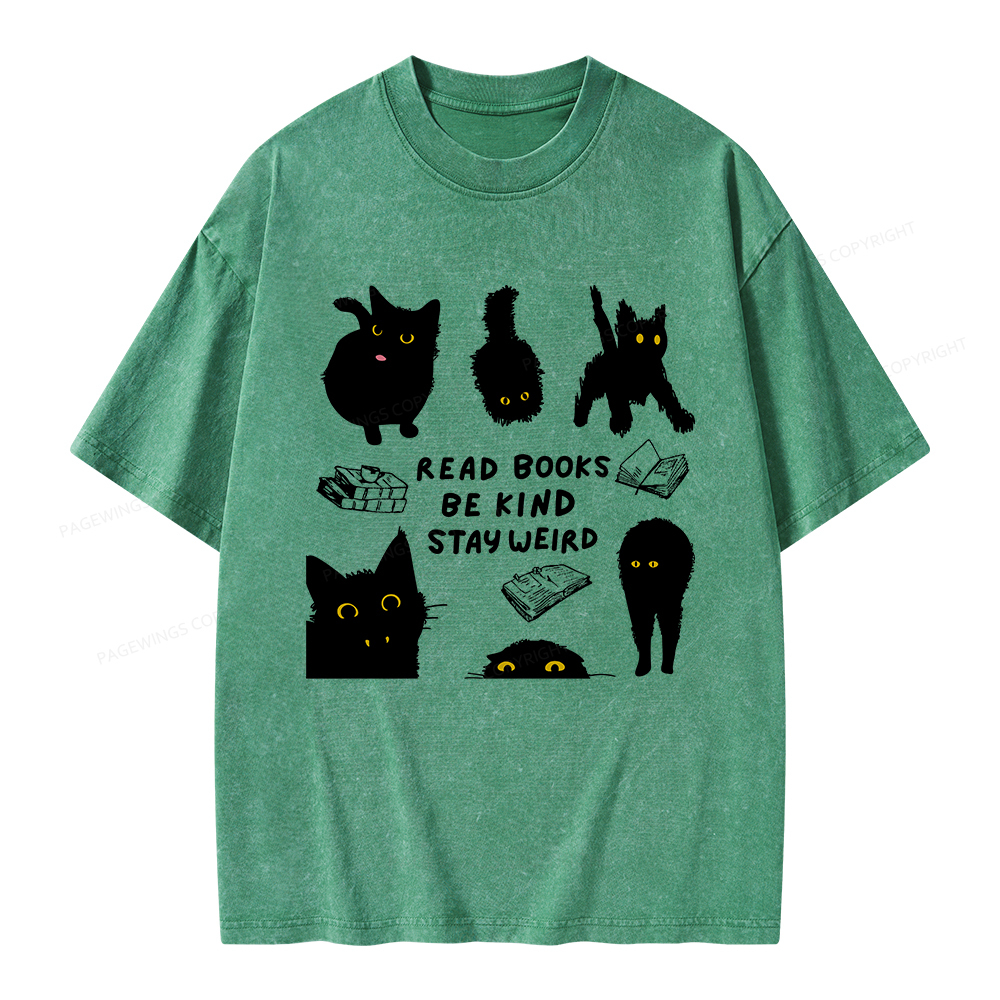 Pagewings Read Books Be Kind Stay Weird Unisex Washed T-shirt
