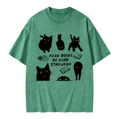 Pagewings Read Books Be Kind Stay Weird Unisex Washed T-shirt