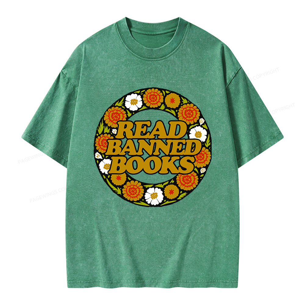 Pagewings Read Banned Books Unisex Washed T-shirt