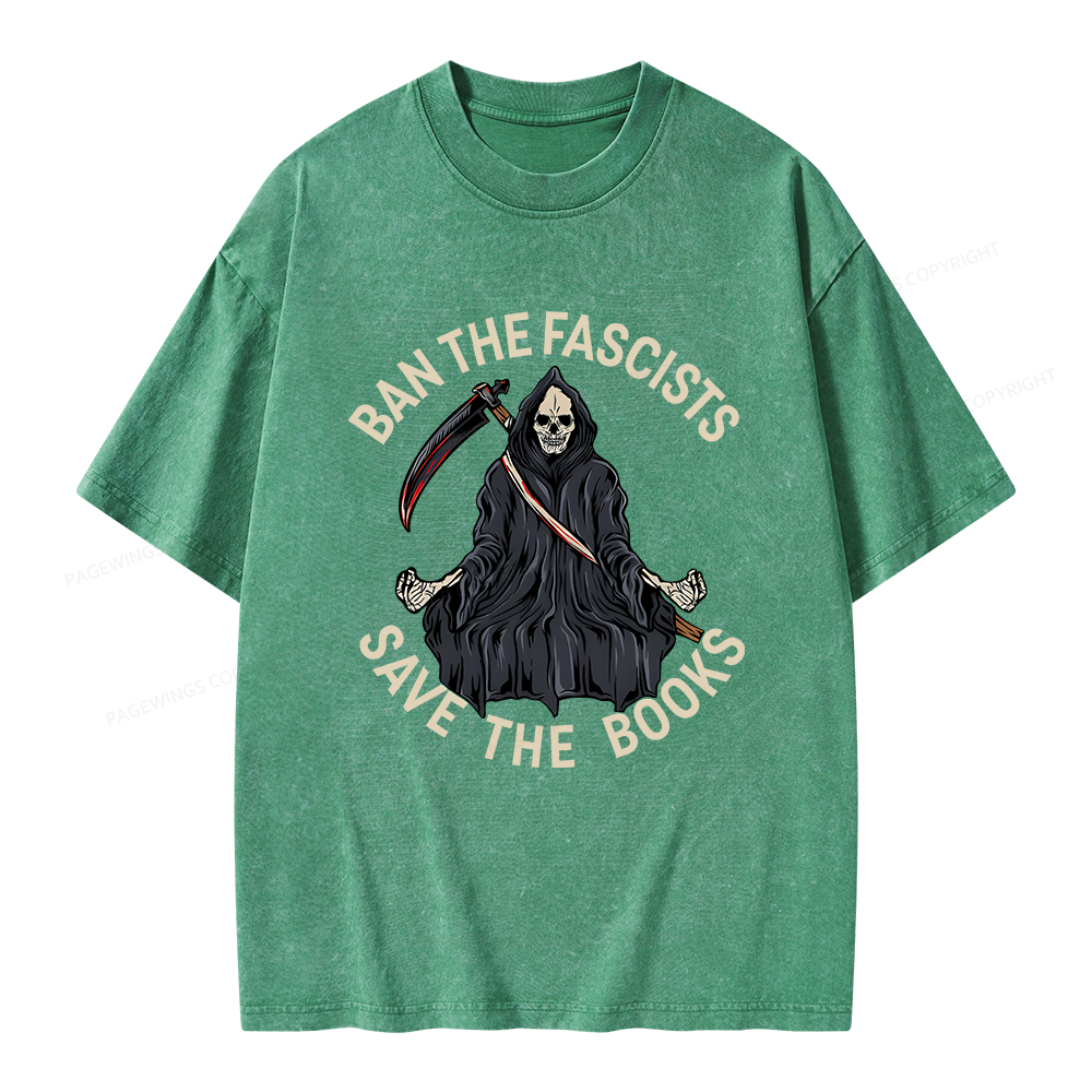 Pagewings Ban The Fascists Save The Books Unisex Washed T-shirt