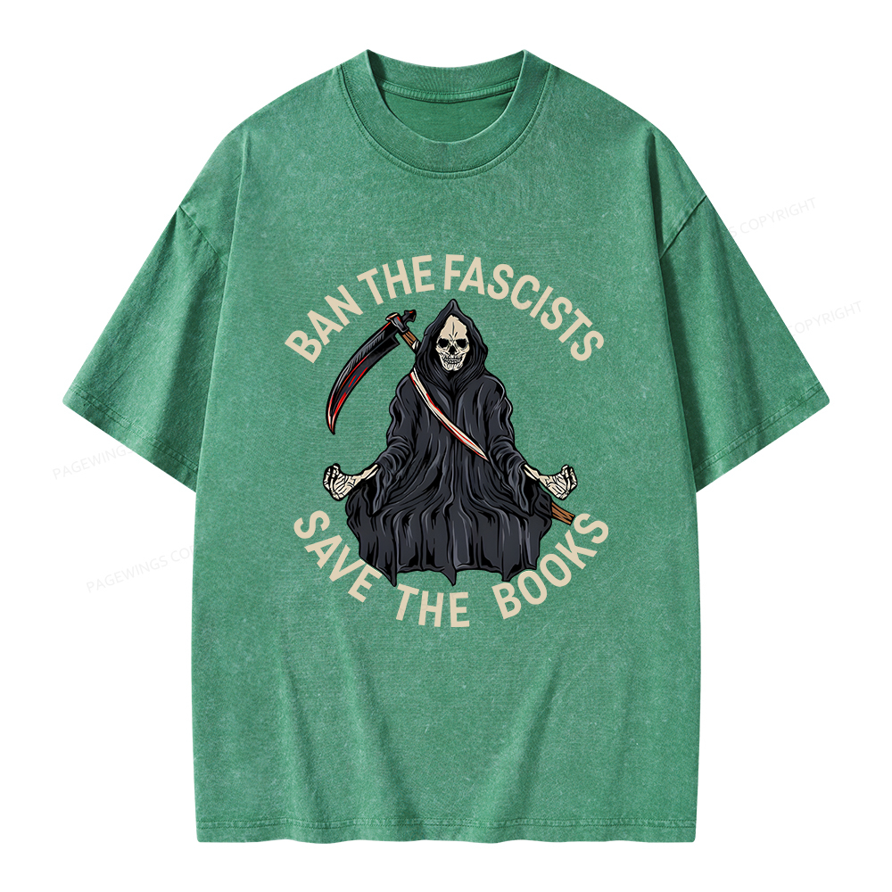 Pagewings Ban The Fascists Save The Books Unisex Washed T-shirt