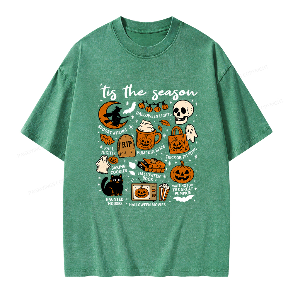 Pagewings Halloween Tis The Season Unisex Washed T-shirt