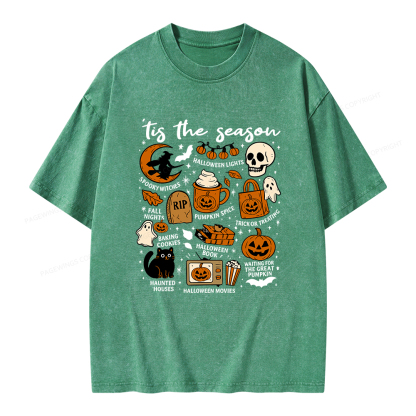 Pagewings Halloween Tis The Season Unisex Washed T-shirt