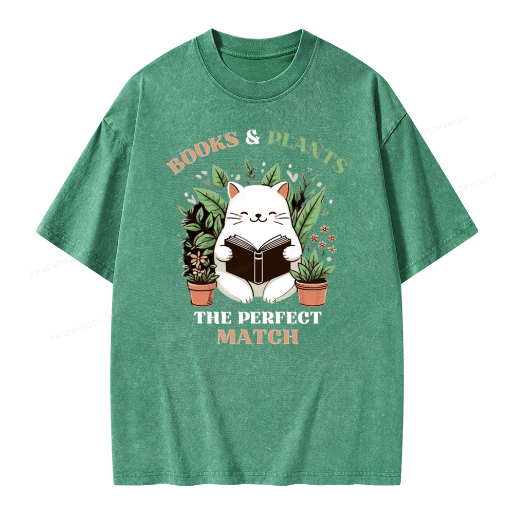 Pagewing Books And Plants - The Perfect Match T-Shirt Unisex Washed T-