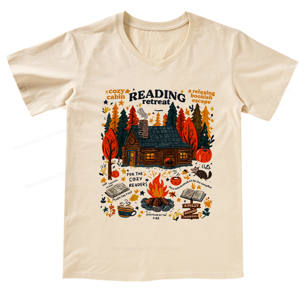 Pagewings Reading Retreat V-neck T-shirt