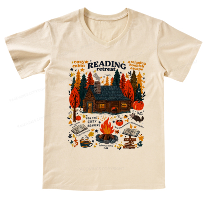 Pagewings Reading Retreat V-neck T-shirt