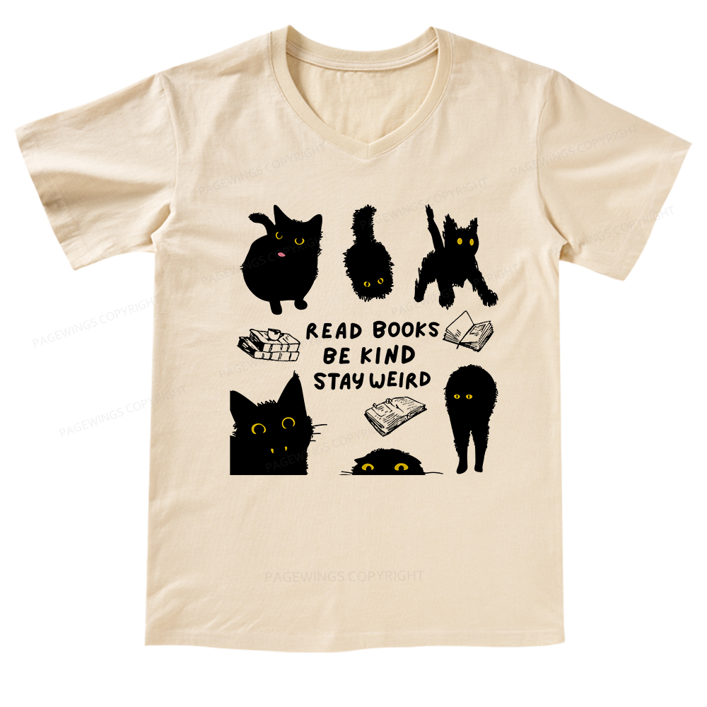 Pagewings Read Books Be Kind Stay Weird V-neck T-shirt