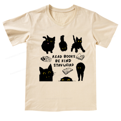 Pagewings Read Books Be Kind Stay Weird V-neck T-shirt