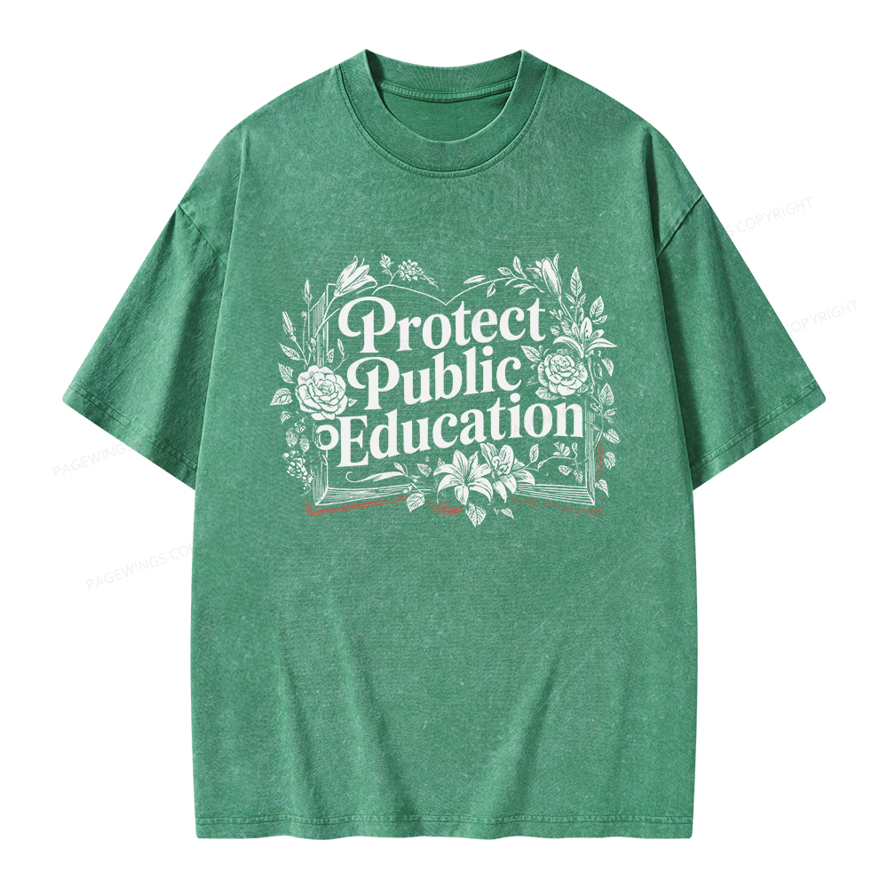 Pagewings Protect Public Education Unisex Washed T-shirt