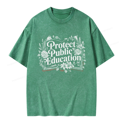 Pagewings Protect Public Education Unisex Washed T-shirt