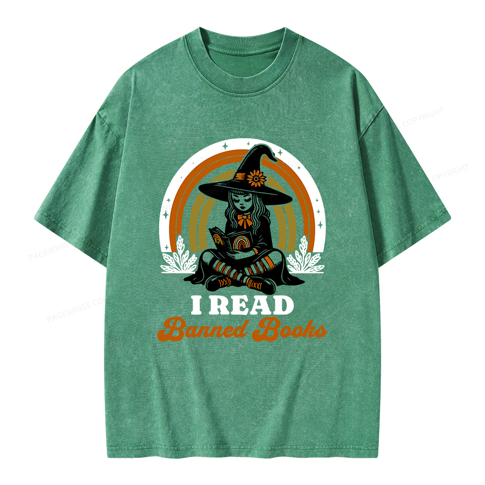 Pagewings I Read Banned Books Unisex Washed T-shirt