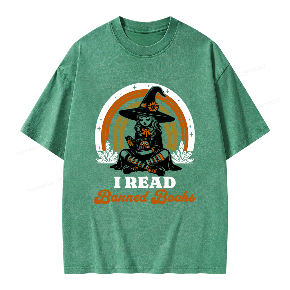 Pagewings I Read Banned Books Unisex Washed T-shirt