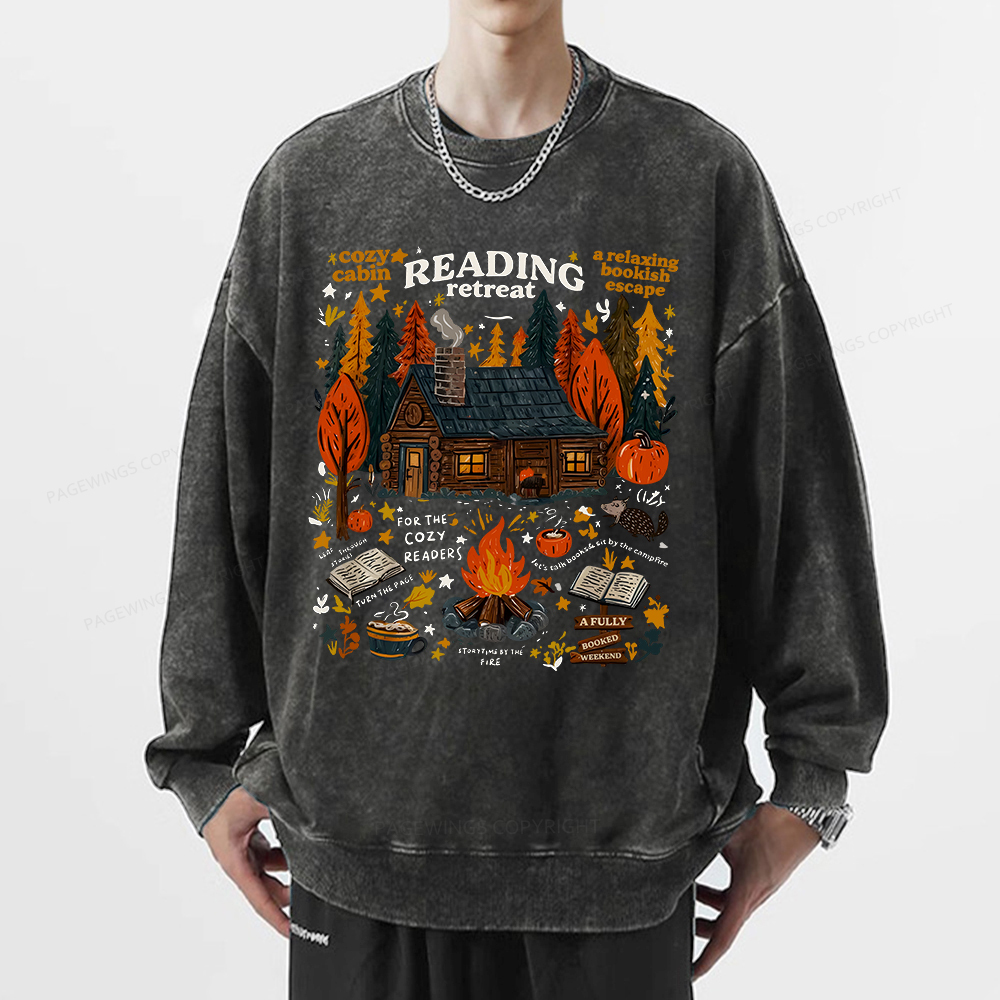 Pagewings Reading Retreat Unisex Washed Sweatshirt