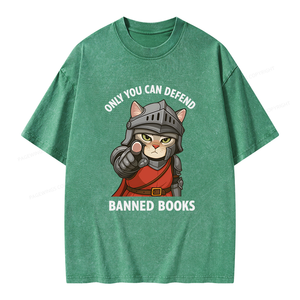 Pagewings Only You Can Defend Banned Books Unisex Washed T-shirt