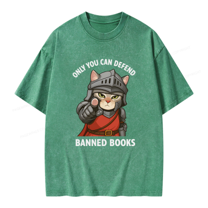 Pagewings Only You Can Defend Banned Books Unisex Washed T-shirt