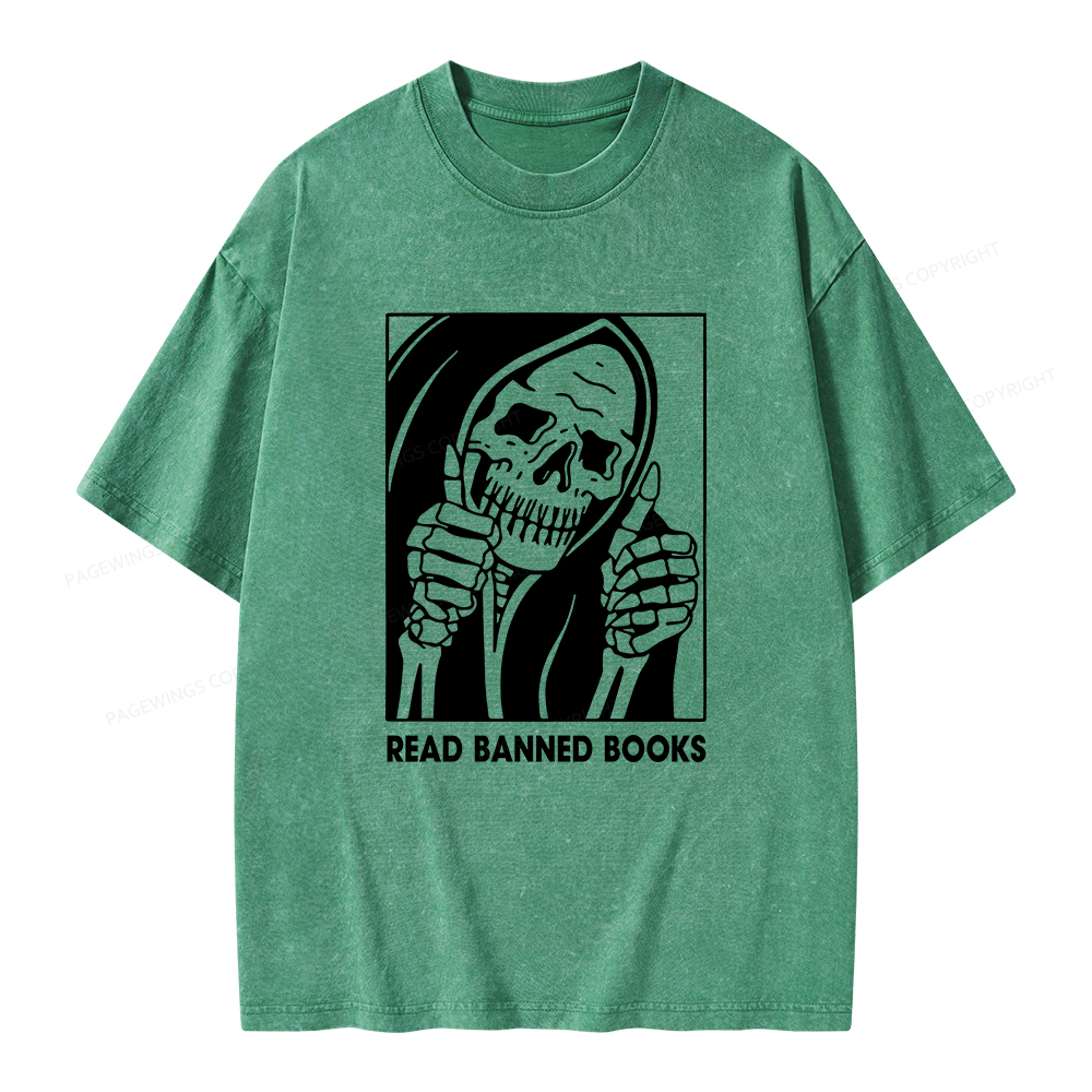 Pagewings Read Banned Books Unisex Washed T-shirt