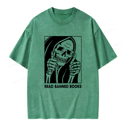 Pagewings Read Banned Books Unisex Washed T-shirt