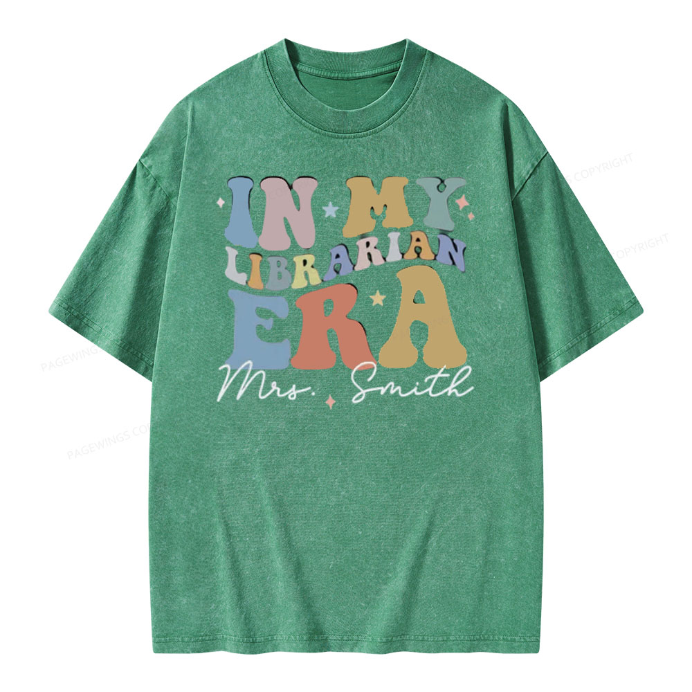 Pagewings Personalized In My Librarian Era Shirt Unisex Washed T-shirt