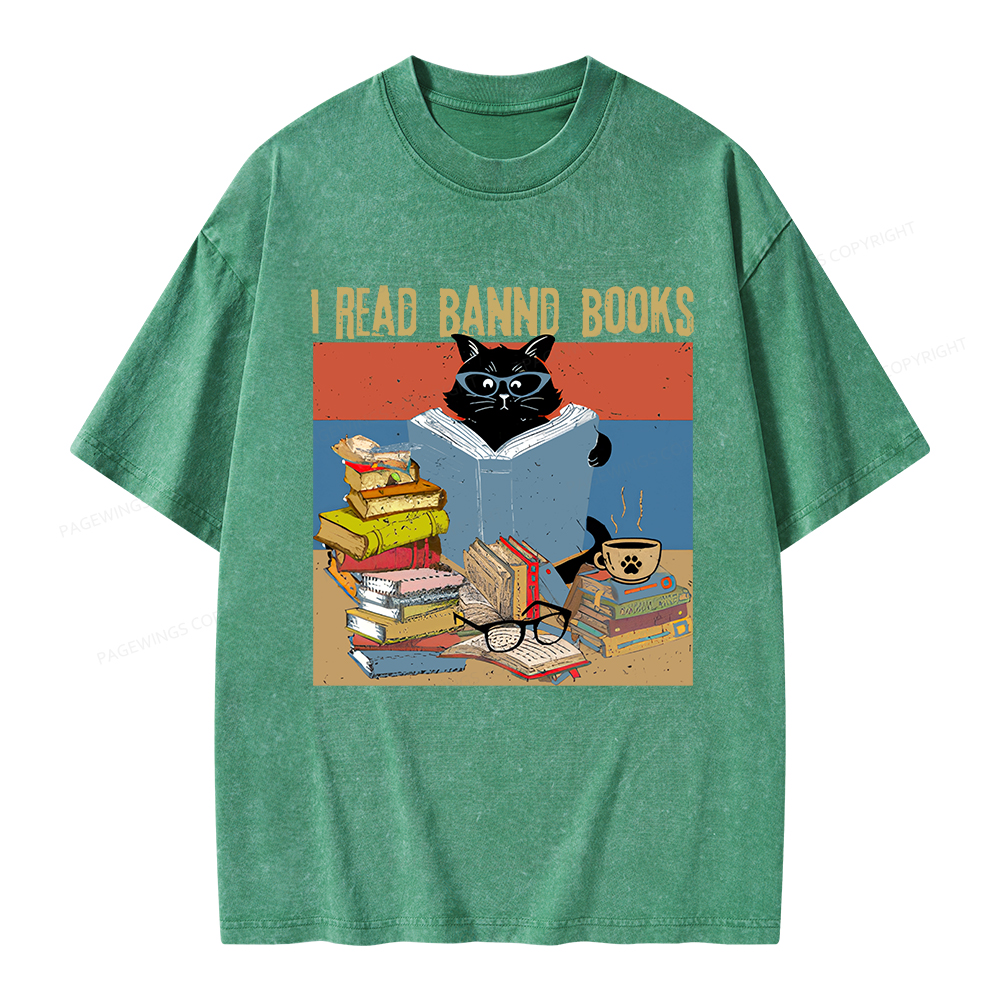 Pagewings  I Read Banned Books Unisex Washed T-shirt