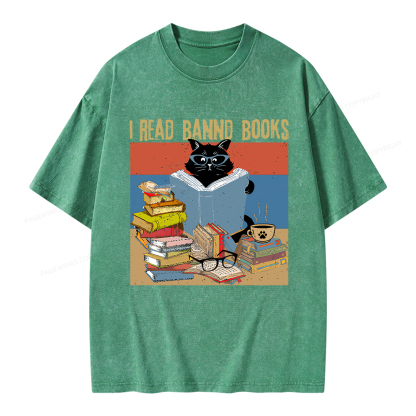 Pagewings  I Read Banned Books Unisex Washed T-shirt