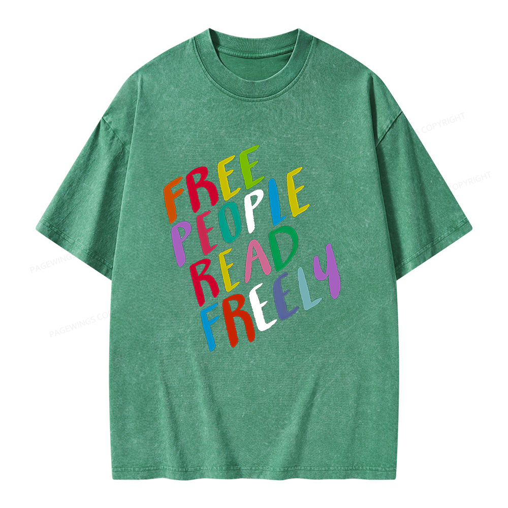 Pagewings Free People Read Freely Unisex Washed T-shirt
