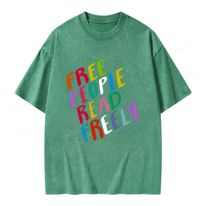 Pagewings Free People Read Freely Unisex Washed T-shirt