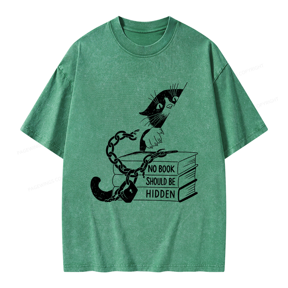 Pagewings No Book Should Be Hidden Unisex Washed T-shirt