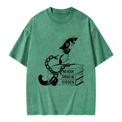 Pagewings No Book Should Be Hidden Unisex Washed T-shirt